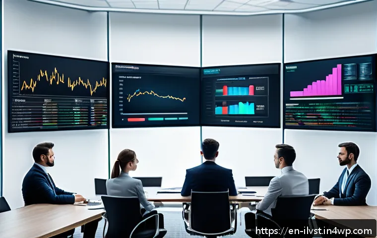 사모펀드 투자 규제 및 법적 측면 - A modern private equity office scene showing a diverse team of professionals engaged in a high-level...