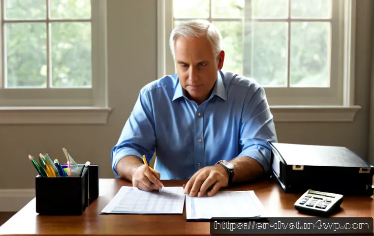 Home 30 사모펀드에 대한 세금 제도 설명 - Photorealistic financial planning scene for explaining private equity fund taxation: a middle-aged A...